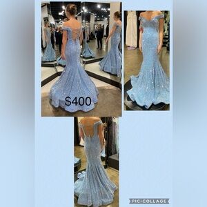 Ava Presley periwinkle blue sequin formal dress size 2